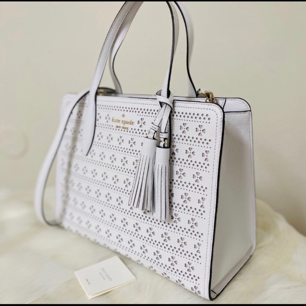 Kate Spade perforated Spring White Satchel NWT - Picture 6 of 9
